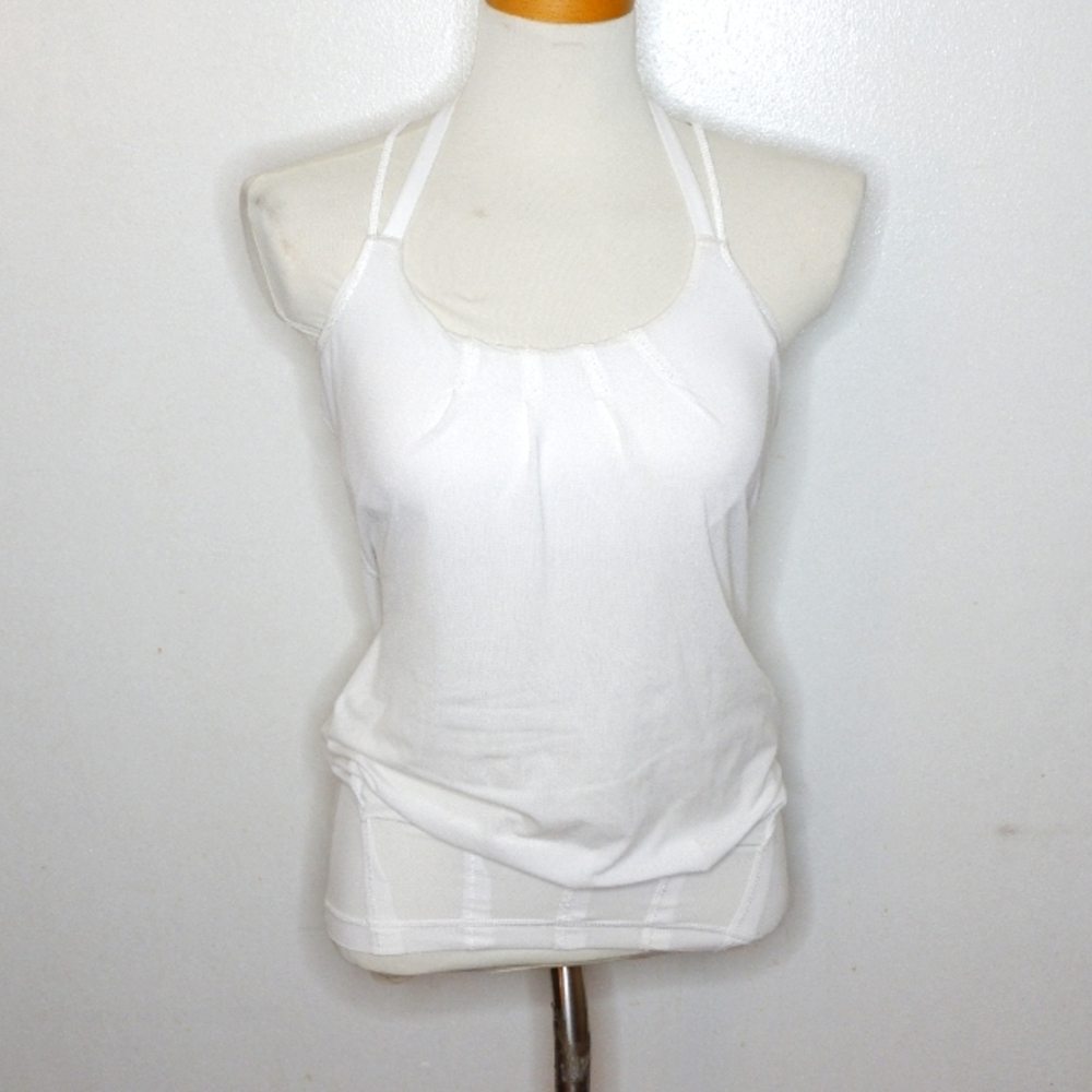 2) Lululemon White Flow & Go 2in1 Halter Tank Top
